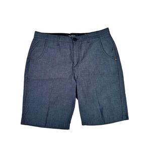 CIVIL SOCIETY Mens Size 34 Flat Front Bermuda Shorts Heathered Navy-Chambray